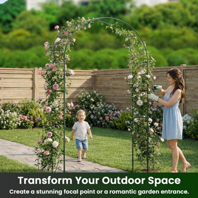 MantraRaj 2.4M Garden Arch Trellis Arched Metal Tubular Frame Climbing ...