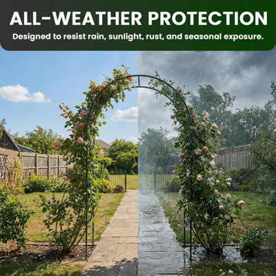 MantraRaj 2.4M Garden Arch Trellis Arched Metal Tubular Frame Climbing ...