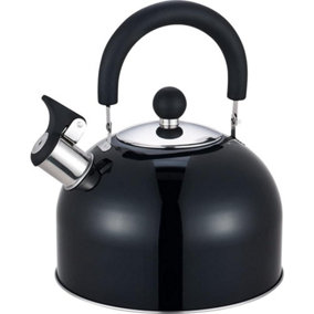 MantraRaj 2.5L Black Whistling Tea Kettle Stainless Steel Metalic Teapot with Cool Touch Ergonomic Handle Induction Kett