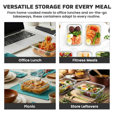 MantraRaj 2 Pack Airtight Glass Food Storage Containers 620ml Plastic ...