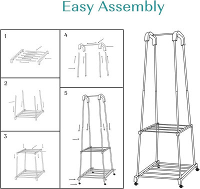 MantraRaj 2 Tier Metal Garment Rack Heavy Duty With 2 Lower Storage ...