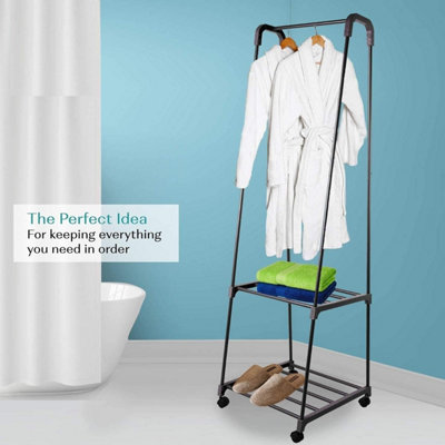 MantraRaj 2 Tier Metal Garment Rack Heavy Duty With 2 Lower Storage ...