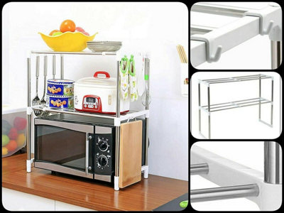 MantraRaj 2 Tier Microwave Oven Rack Stand Shelf Stainless Steel ...