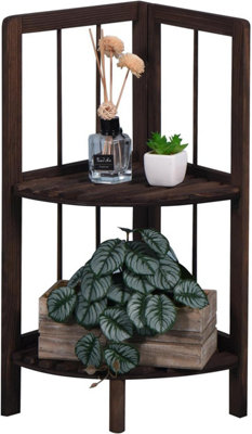 MantraRaj 2 Tier Wooden Corner Shelf Free-Standing Foldable