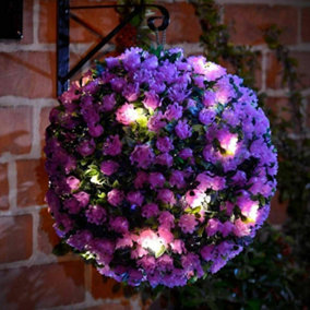 MantraRaj 28CM Solar Powered Topiary Ball 20 LED Flower Lights Dual Function Garden Sphere Great For Outdoor Decorations(Purple)