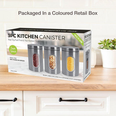 MantraRaj 3 PC Kitchen Canister Set Food Storage Container Set ...