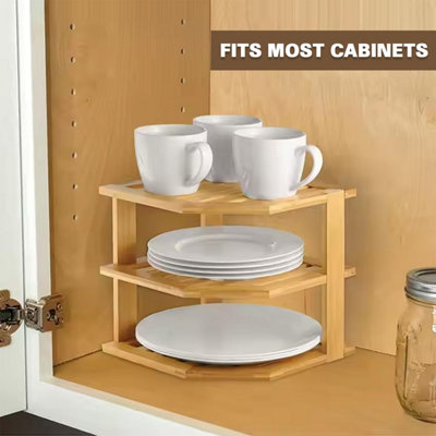 MantraRaj 3 Tier Bamboo Corner Shelf Rack Unit Kitchen Cupboard Storage ...