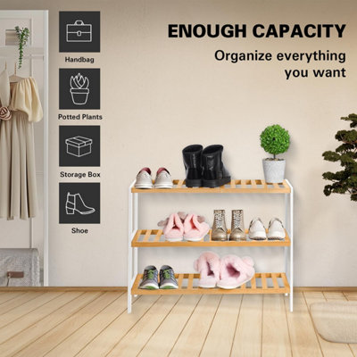 MantraRaj 3 Tier Natural Bamboo Shoe Rack Easy Assembly And Strong ...