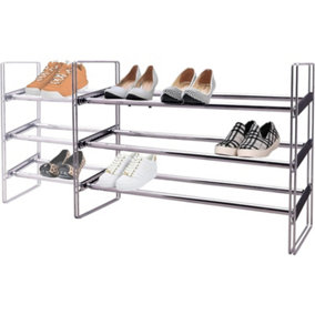 MantraRaj 3-Tier Shoe Rack Heavy Duty Extendable Metal Shoe Rack 66cm to 92cm Holds up to 15 Pairs of Shoes