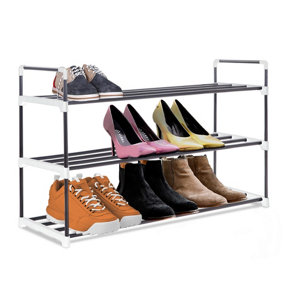MantraRaj 3 Tier Shoe Rack Heavy Duty Metal Shoe Storage Cabinet Quick Assembly No Tools Required Shoe Organiser Grey