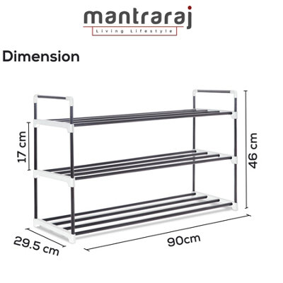 MantraRaj 3 Tier Shoe Rack Heavy Duty Metal Shoe Storage Cabinet Quick Assembly No Tools Required Shoe Organiser Grey
