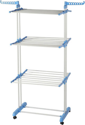 BARGAINS-GALORE 3 TIER ELECTRIC CLOTHES AIRER HEATED DRYER FOLDING DELUXE  PORTABLE, 24 RAILS CLOTHES DRYING RACK, 111CM HEATED AIRER, 220W