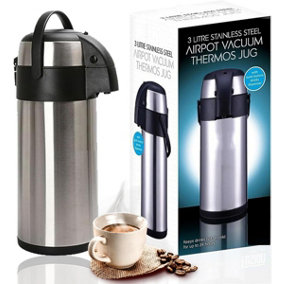 MantraRaj 3L Pump Action Airpot Coffee Flask Double-Walled Vacuum Insulated Jug Coffee Carafe Carry Handle For Coffee Tea