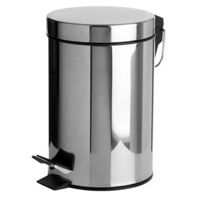 MantraRaj 3L Round Stainless Steel Step Pedal Bin with Metal Lid Waste Rubbish Bin Dustbin With Removable Inner Bucket