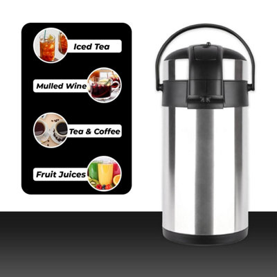 MANTRARAJ 3L VACUUM AIRPOT INSULATED FLASK STAINLESS STEEL HOT TEA ...