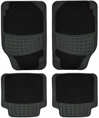 MantraRaj 4 Piece Rubber Car Mat And Carpet Front And Rear Car Mat Floor Mat Universal Non-Slip Heavy Duty for Cars SUV Truck and