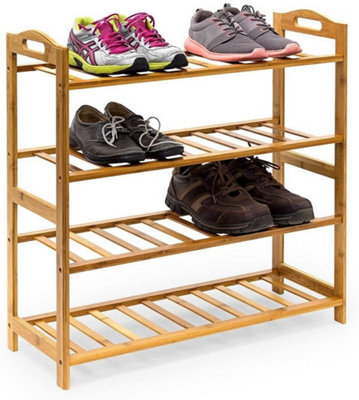 MantraRaj 4 Tier Bamboo Shoe Rack Storage Shelf Footwear Rack Wooden ...