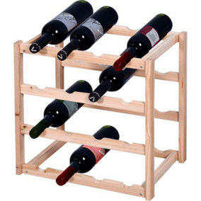 MantraRaj 4 Tier Wooden Wine Rack Free Standing Wine Bottles Display Unit 16 Bottles Holder Stylish Wooden Wine Rack(Natural)