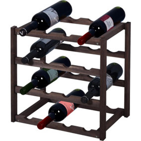 MantraRaj 4 Tier Wooden Wine Rack Free Standing Wine Bottles Display Unit 16 Bottles Holder Stylish Wooden Wine Rack