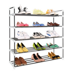 MantraRaj 5 Tier Shoe Rack Heavy Duty Metal Shoe Storage Cabinet Quick Assembly Shoe Organiser Holds upto 20-25 pairs Grey