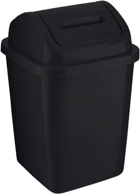 MantraRaj 5L Bathroom Bin Swing Top Dust Bin Plastic Waste Paper Basket Rubbish Trash Can Square (Black)