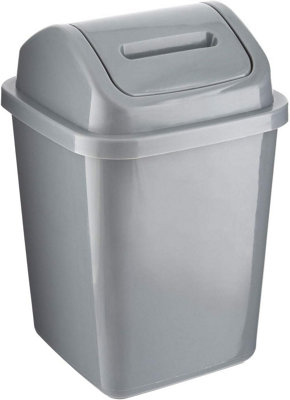 MantraRaj 5L Bathroom Bin Swing Top Dust Bin Plastic Waste Paper Basket Rubbish Trash Can Square (Grey)