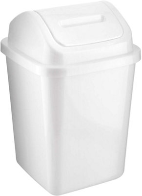 MantraRaj 5L Bathroom Bin Swing Top Dust Bin Plastic Waste Paper Basket Rubbish Trash Can Square (White)