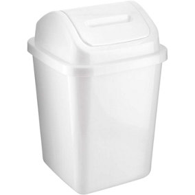MantraRaj 5L Bathroom Bin Swing Top Dust Bin Plastic Waste Paper Basket Rubbish Trash Can Square (White)