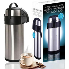MantraRaj 5L Pump Action Airpot Coffee Flask Double-Walled Vacuum Insulated Jug Coffee Carafe Carry Handle For Coffee Tea