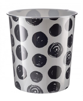 MantraRaj 7.7 Litre Plastic Waste Paper Basket Bin Round Open Trash Can Lightweight Recycling Rubbish Bin (Black)