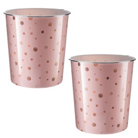 MantraRaj 7.7Litre Plastic Waste Paper Basket Bin Pack of 2 Round Open-top Waste Basket Trash Can(Pink)