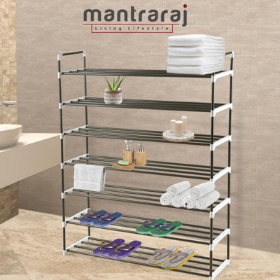 MantraRaj 7 Tier Shoe Rack Heavy Duty Metal Shoe Storage Cabinet Quick Assembly Shoe Organiser Holds Upto 35 Pairs Grey