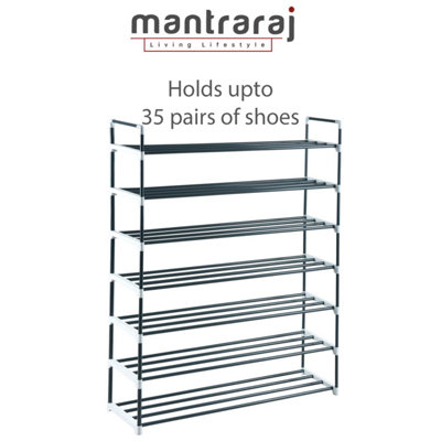 MantraRaj 7 Tier Shoe Rack Heavy Duty Metal Shoe Storage Cabinet Quick Assembly Shoe Organiser Holds Upto 35 Pairs Grey