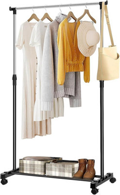 MantraRaj  Adjustable Clothe Rail With Wheels Extendable Garment Hanging Rack Display Stand Portable Clothing Rail