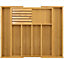 MantraRaj Bamboo Cutlery Tray Organiser  for Drawer 7 Compartment Organiser Extendable Wooden Utensils Holder