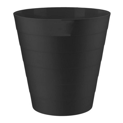 MantraRaj Black Plastic Waste Paper Bin 6L Round Waste Basket Trash Can Lightweight Rubbish Bin Open-Top Design