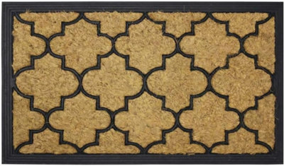 MantraRaj Comfort Coir Rubber Scraper Entrance Door Mat Brown Dirt Trapping Non-Slip Outdoor Mats (Flowers)