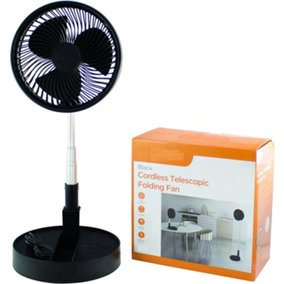 MantraRaj Cordless Telescopic Folding Fan USB Rechargeable Compact Design For Adjustable Height Air Circulator Floor Fan(Black)