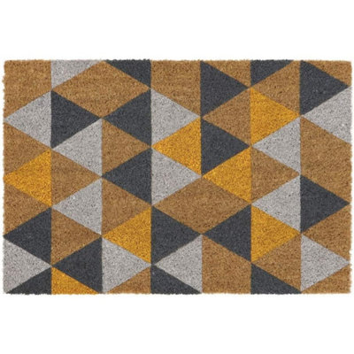 MantraRaj Eco-Friendly Colour Pattern Latex Backed Coir Entrance Door Mat Geometric Design Floor Mat