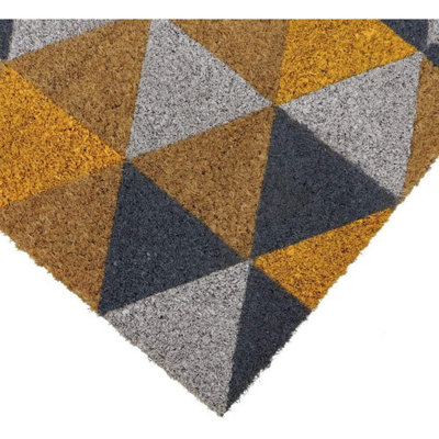 MantraRaj Eco-Friendly Colour Pattern Latex Backed Coir Entrance Door Mat Geometric Design Floor Mat