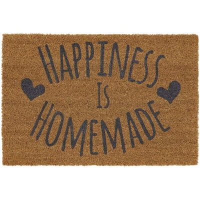 MantraRaj Eco-Friendly Expression Latex Backed Coir Entrance Door Mat Happiness Design Mat