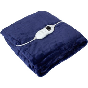 MantraRaj Electric Heated Blanket Throw Over Flannel Blanket Digital Control Soft Warm Fleece Washable Electric Blanket(Navy Blue)