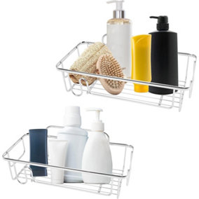 MantraRaj Flat Wall Shower Caddy Pack Of 2 Caddy Organiser Large And Small Wall Mounted Storage Basket For Shampoo Shower Gel