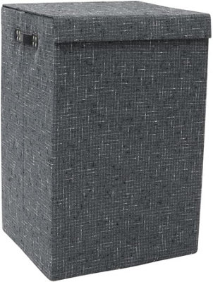 MantraRaj Foldable Laundry Clothes Hamper With Lid 85 Liter Laundry Hamper Shadow Fabric Laundry Basket with Lid and Handles