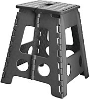 MantraRaj Folding Step Stool Lightweight Foldable Extra Large Step Stool for Adults Kids Great For Kitchen Bathroom Bedroom (Grey)