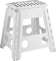 MantraRaj Folding Step Stool Lightweight Foldable Extra Large Step Stool for Adults Kids Great For Kitchen Bathroom Bedroom(White)