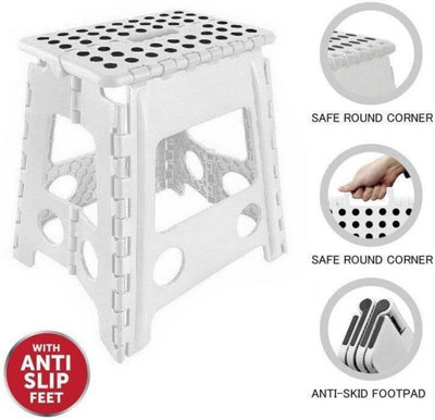 MantraRaj Folding Step Stool Lightweight Foldable Extra Large Step Stool for Adults Kids Great For Kitchen Bathroom Bedroom(White)