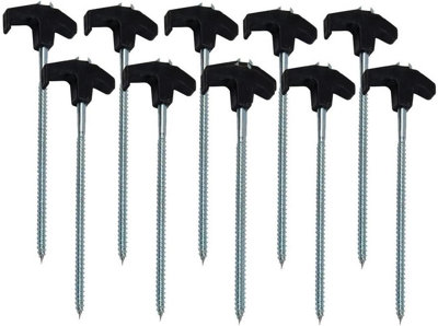 MantraRaj Heavy Duty 10 Pack Spiral Thread Tent Pegs Screw Hooks Ground Stake 20cm Ground Stakes Storm-Proof and Rust Proof