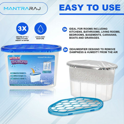 MantraRaj Interior Dehumidifiers 500ml Moisture Absorber Condensation Remover Disposable Dehumidifier Pack of 6