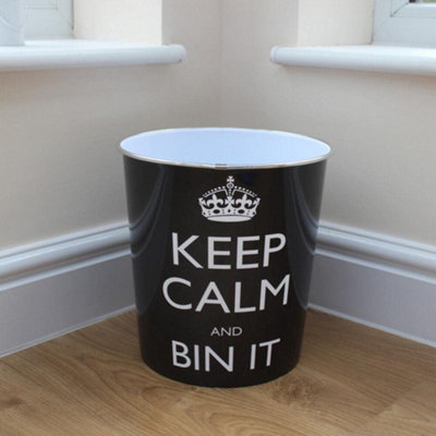 MantraRaj Keep Calm Plastic Waste Paper Bin Basket Ideal for Living Rooms, Bedrooms, Kitchens And Home Offices Bathroom or Bedroom